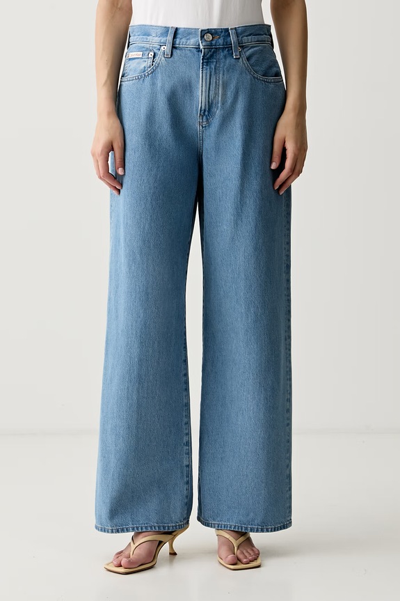Calvin Klein Jeans rifle wide leg dámske modrá LV047G906G