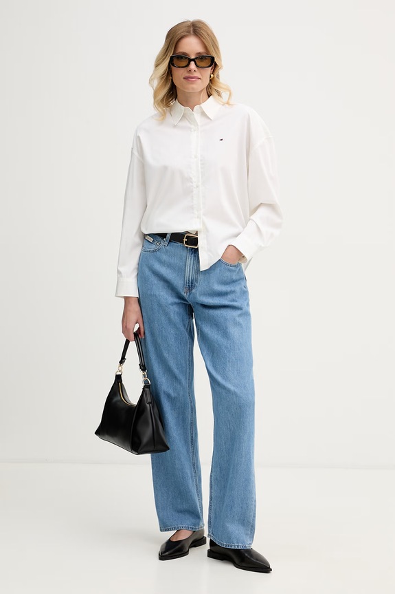 Calvin Klein Jeans rifle straight dámske LV047G799G modrá AW26