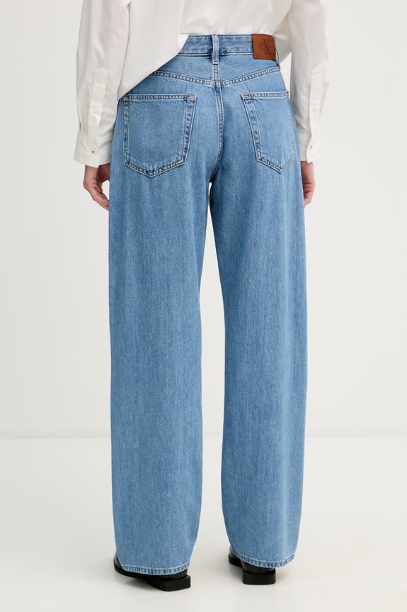 Oblečenie Calvin Klein Jeans rifle straight dámske LV047G799G modrá