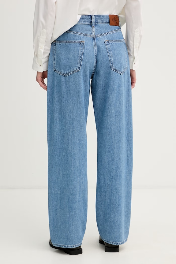 Oblečenie Calvin Klein Jeans rifle straight dámske LV047G799G modrá