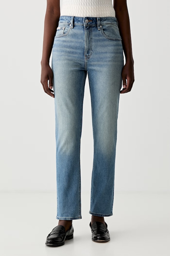 Calvin Klein Jeans rifle mom fit dámske modrá LV047F951G