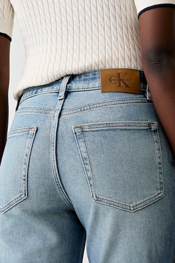 Calvin Klein Jeans rifle mom fit dámske modrá LV047F951G