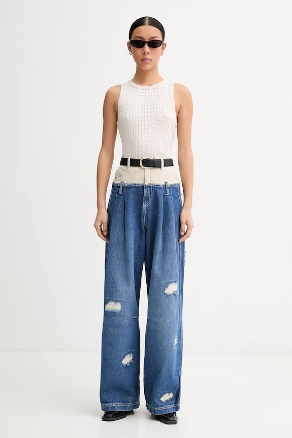MUNTHE rifle wide leg dámske NEZZA 262140026205 modrá AW26