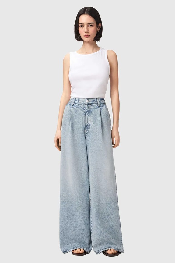 Îmbrăcăminte AllSaints blugi wide leg pentru femei HAZE W073EE albastru