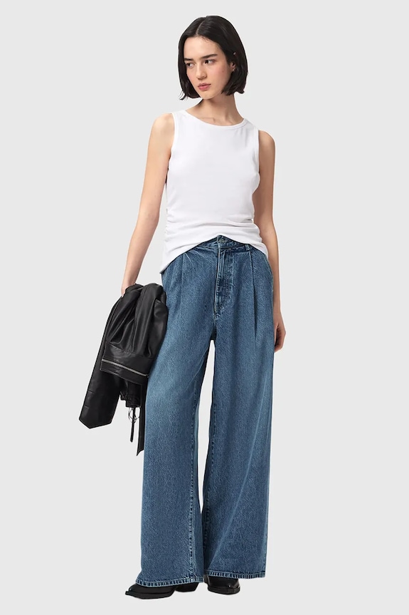 AllSaints blugi wide leg pentru femei HAZE albastru W047EE