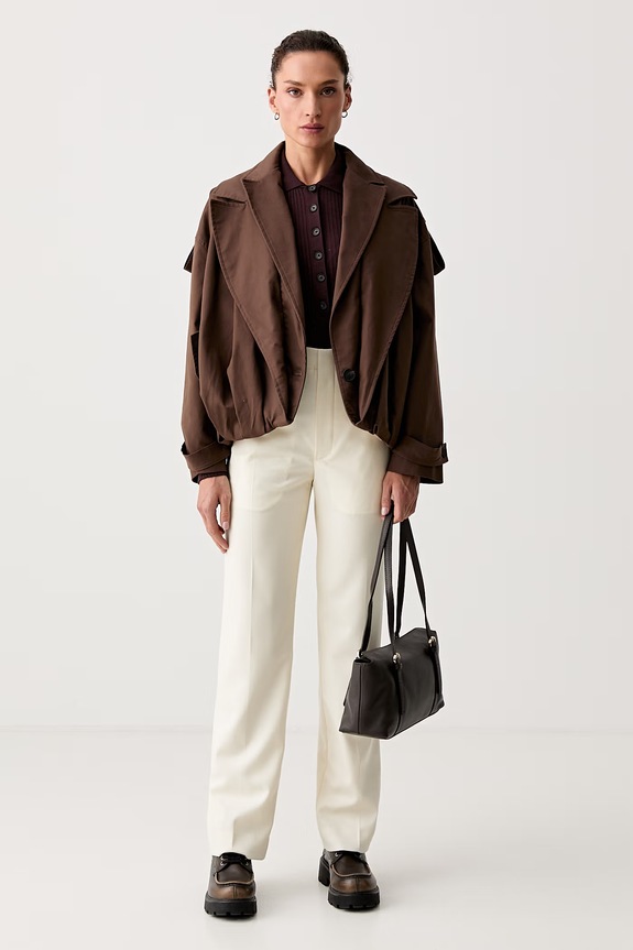 Kenzo spodnie garniturowe damskie wełniane FG62PA3209TV beżowy AW26