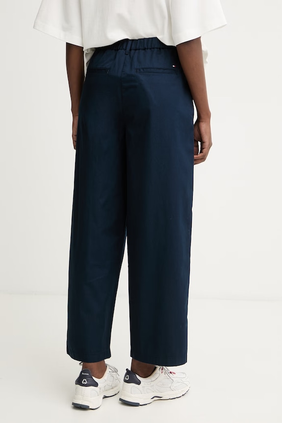 Oblečenie Tommy Hilfiger nohavice dámske bavlnené WW0WW50089 tmavomodrá