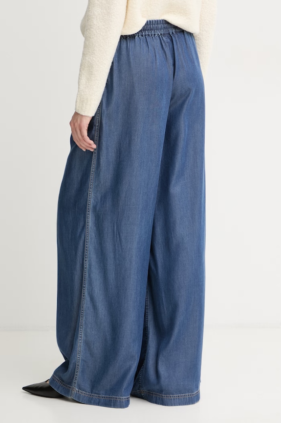 Oblečenie BOSS Orange nohavice wide leg dámske z lyocellu C_Tanella 50568448 modrá