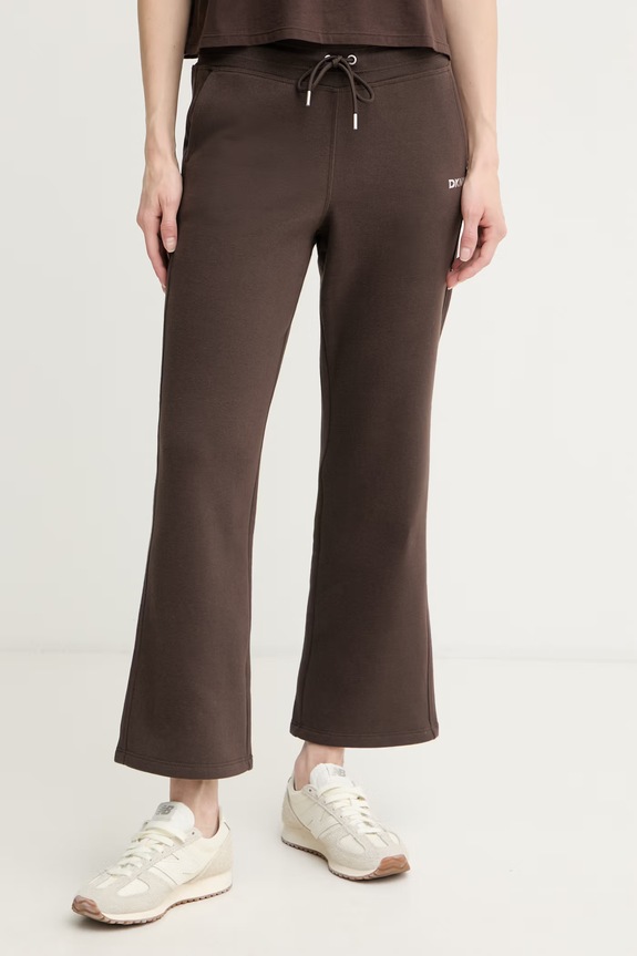 DKNY spodnie dresowe damskie z bawełną brązowy DP6P3897