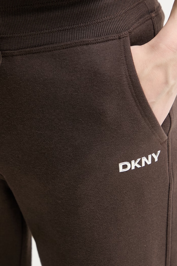 DKNY spodnie dresowe damskie z bawełną brązowy DP6P3897
