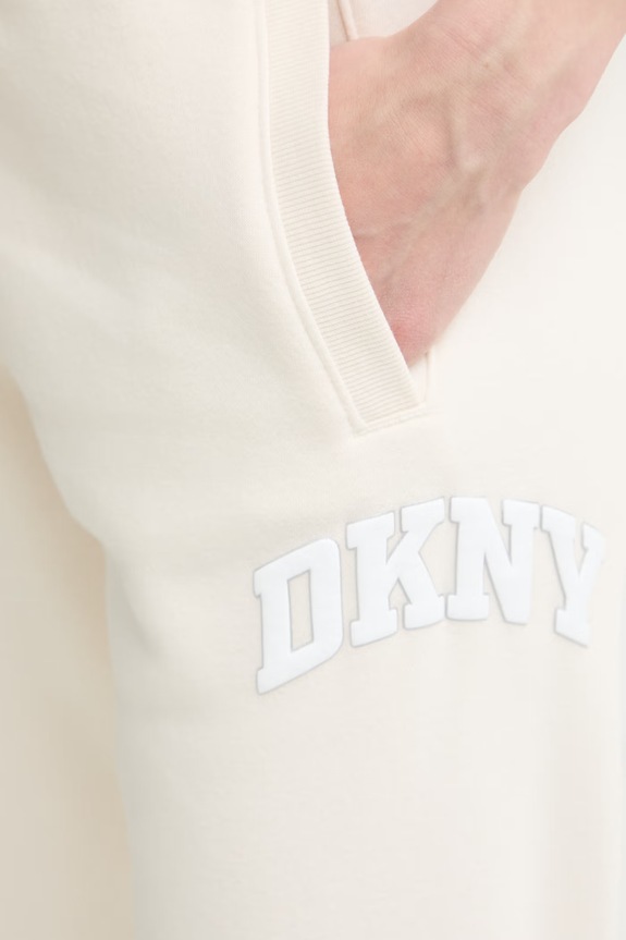 DKNY spodnie dresowe damskie z bawełną beżowy DP6P3896
