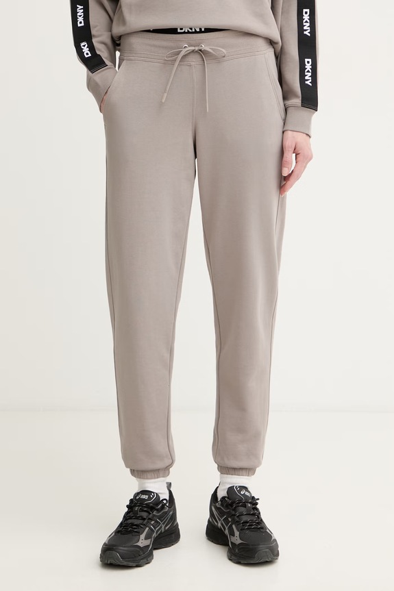 DKNY spodnie dresowe damskie z bawełną beżowy DP6P3857