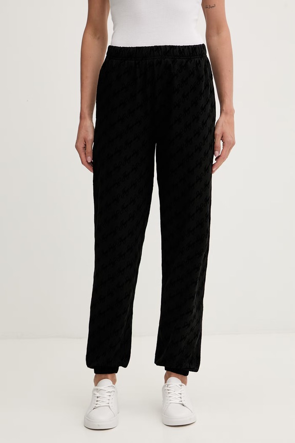 HUGO nohavice loungwear dámske s bavlnou FLOKKY_PANT čierna 50566682