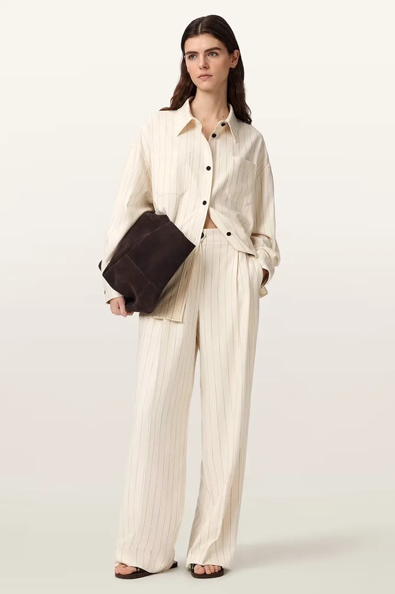 Odzież AllSaints spodnie wide leg damskie z wiskozy OLGA W093TE biały