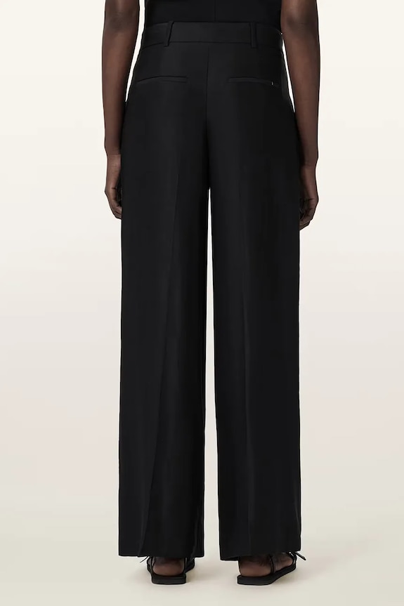 AllSaints spodnie wide leg damskie z lnem CHARLEY W050QE czarny AW26