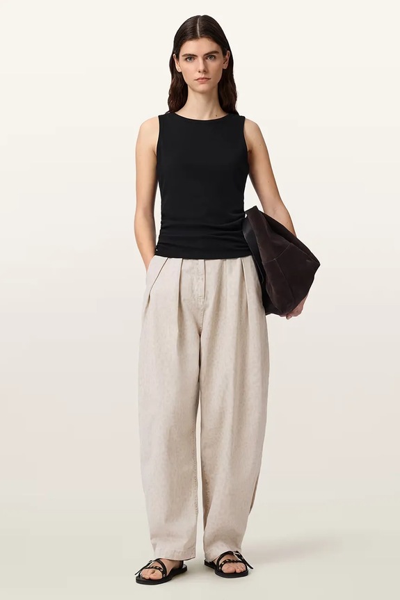 Odzież AllSaints spodnie baggy damskie bawełniane BECCA W089EC beżowy