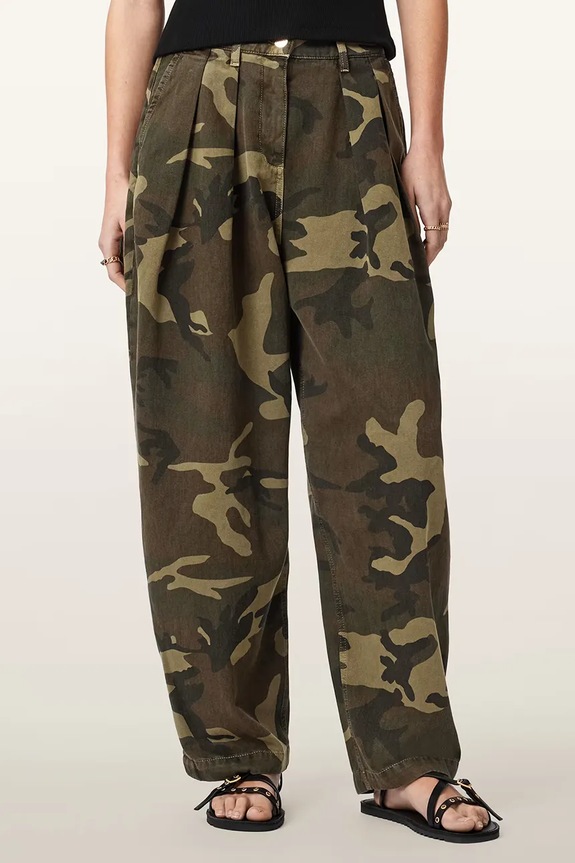 AllSaints spodnie baggy damskie bawełniane BECCA zielony W082EE