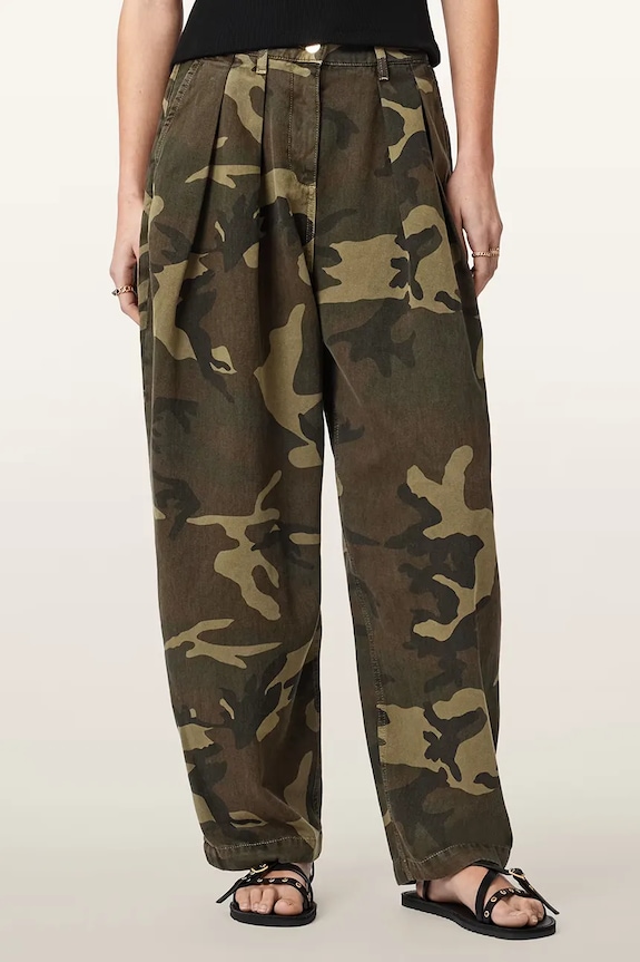 AllSaints spodnie baggy damskie bawełniane BECCA zielony W082EE