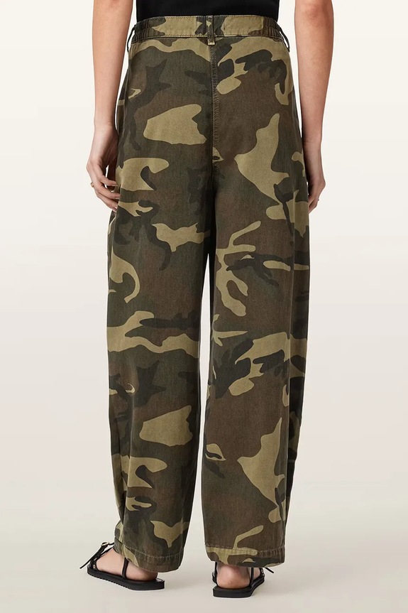 AllSaints spodnie baggy damskie bawełniane BECCA W082EE zielony AW26