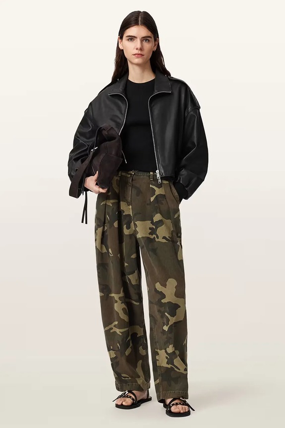 Odzież AllSaints spodnie baggy damskie bawełniane BECCA W082EE zielony