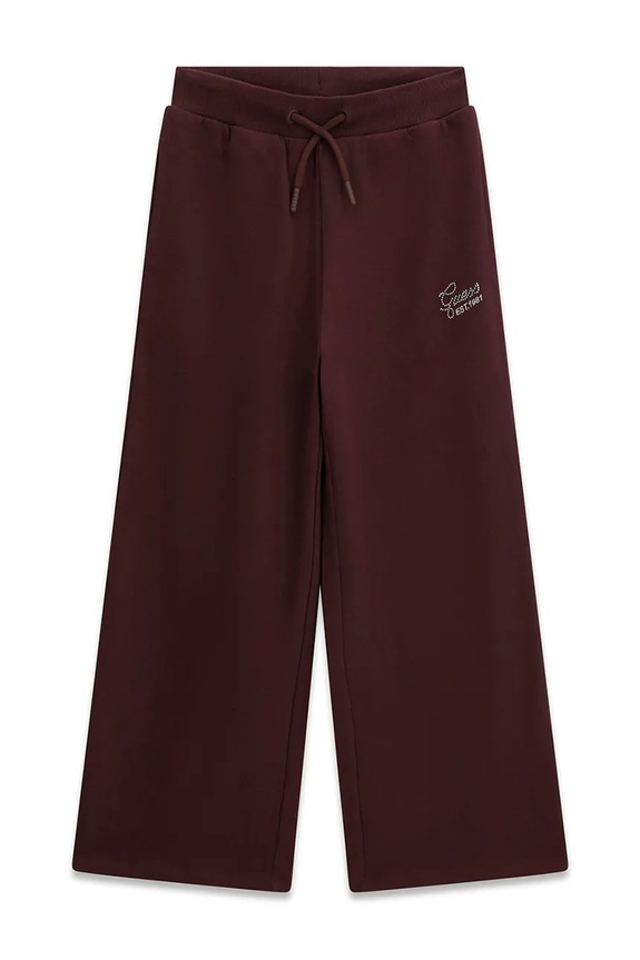 Guess pantaloni wide leg pentru copii, din bumbac burgundia J6YB15.K3935.9BY2