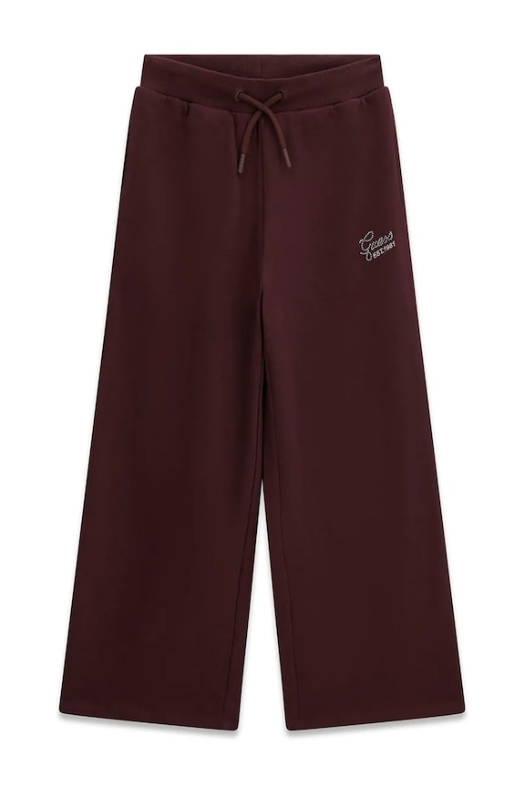 Guess pantaloni wide leg pentru copii, din bumbac burgundia J6YB15.K3935.9BY2