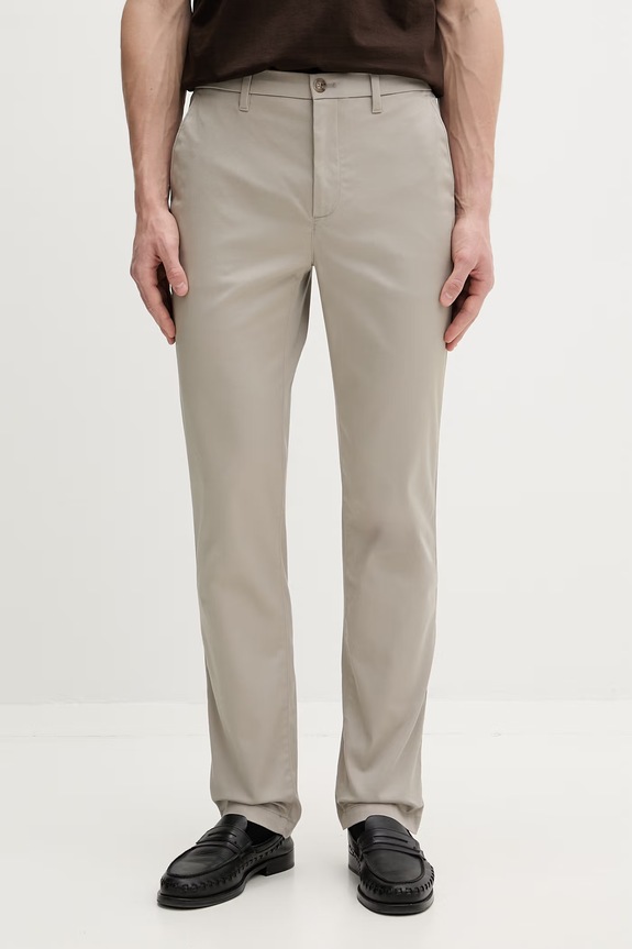 Calvin Klein spodnie slim fit męskie bawełniane z elastanem beżowy LV140EM633