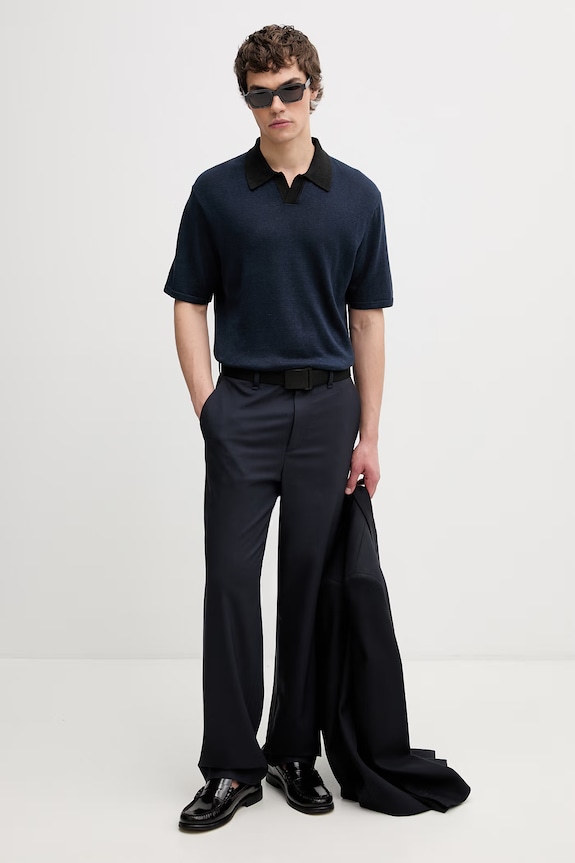 rag & bone Spodnie garniturowe damskie wełniane RV5M26P7MWO granatowy AW26