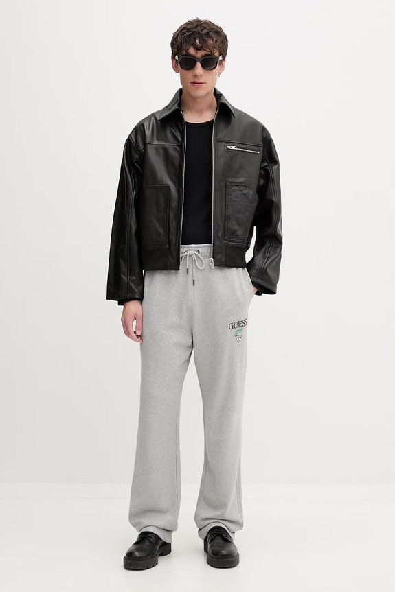 Guess Jeans παντελόνι επίσημο ανδρικό βαμβακερό M6YB15.K4842 γκρί AW26
