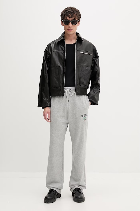 Guess Jeans παντελόνι επίσημο ανδρικό βαμβακερό M6YB15.K4842 γκρί AW26
