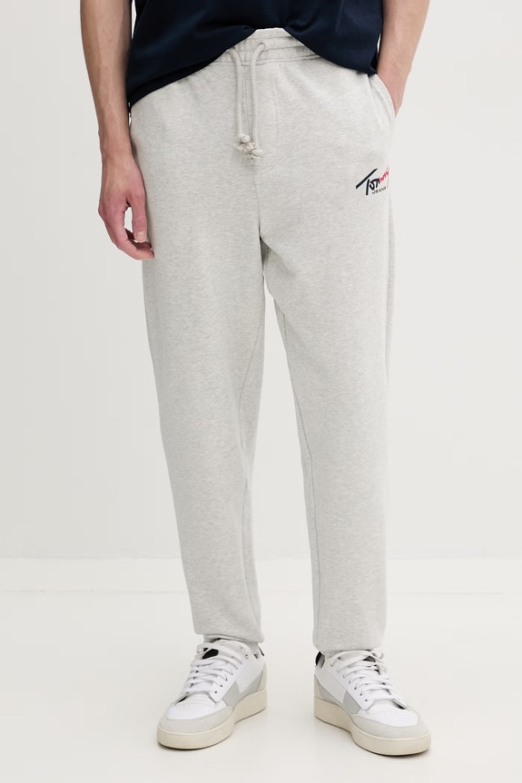 Tommy Jeans παντελόνι επίσημο ανδρικό βαμβακερό γκρί DM0DM23903