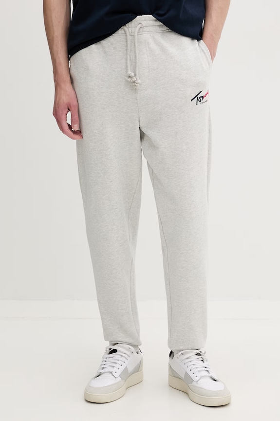 Tommy Jeans παντελόνι επίσημο ανδρικό βαμβακερό γκρί DM0DM23903