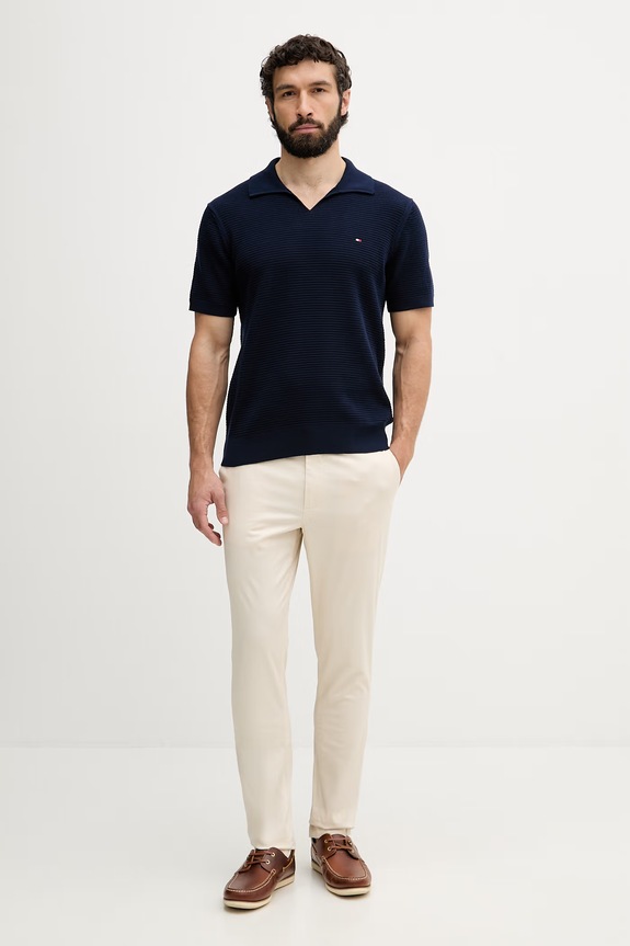 Tommy Hilfiger hlače chinos za muškarce od pamuka s elastanom MW0MW44331 bež AW26