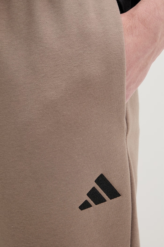 adidas spodnie dresowe męskie z bawełną Essentials Feelcozy brązowy KF2380