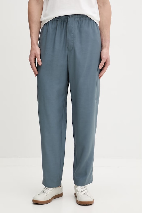 Kenzo spodnie cargo męskie z dodatkiem wełny niebieski FG65PA5209TX