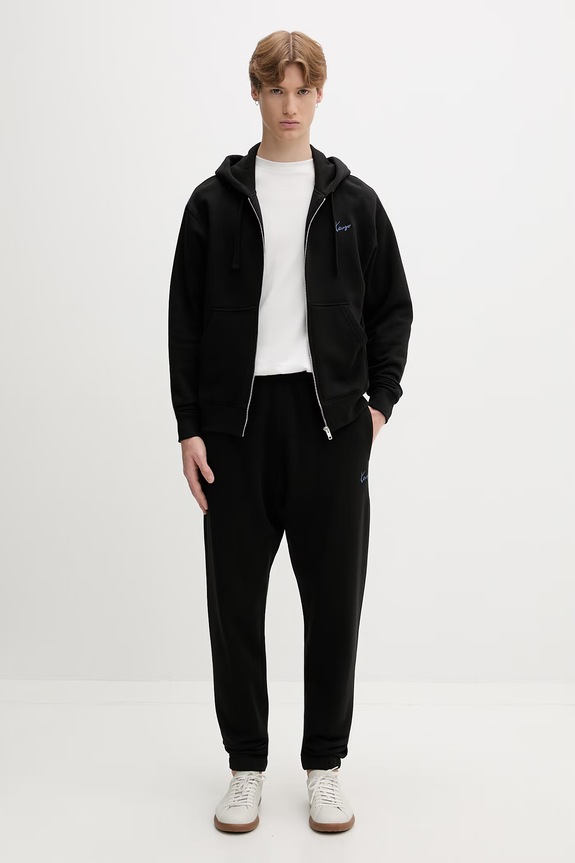 Kenzo spodnie dresowe męskie bawełniane FG65PA2014MJ czarny AW26