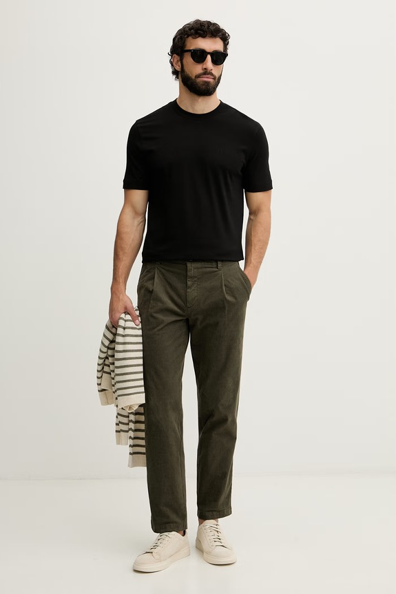 BOSS Orange hlače za muškarce od samta Chino_Pleated_3 50565136 zelena AW26