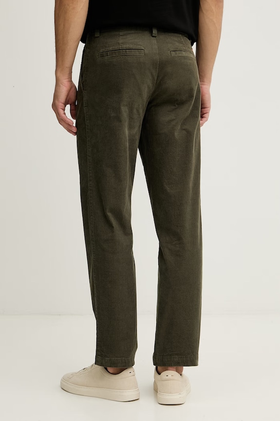 Odjeća BOSS Orange hlače za muškarce od samta Chino_Pleated_3 50565136 zelena
