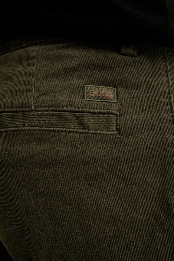 BOSS Orange hlače za muškarce od samta Chino_Pleated_3 zelena 50565136