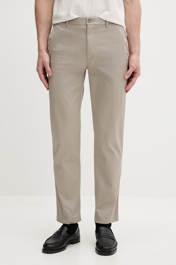 Calvin Klein hlače za muškarce od pamuka s elastanom bež LV04LG600G