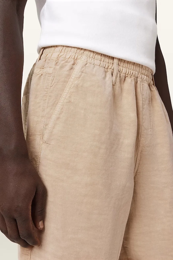 AllSaints hlače moške z dodatkom lanu KORTEN M086TE bež