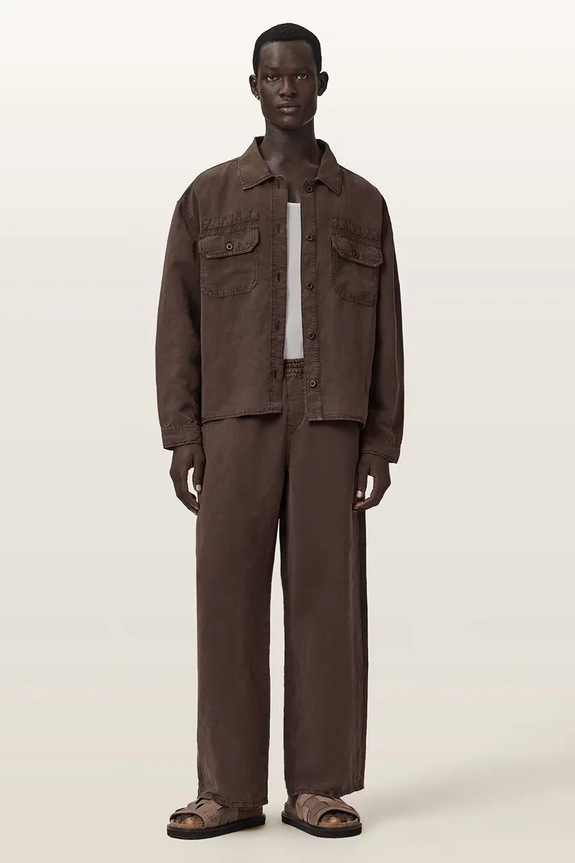 AllSaints pantaloni pentru bărbați, cu amestec de in KORTEN maro M086TE