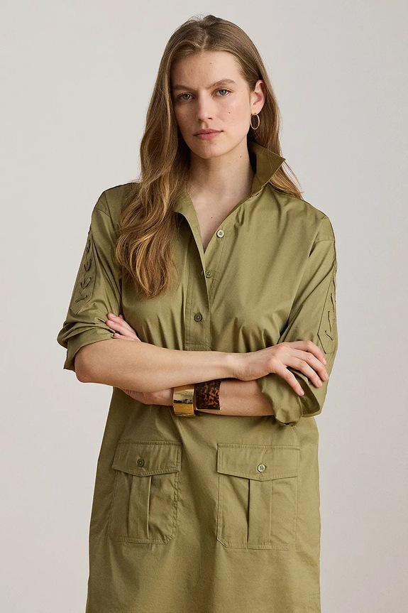 Oblečení Lauren Ralph Lauren šaty s bavlnou 200B24607 zelená