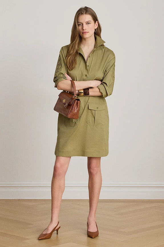 Lauren Ralph Lauren šaty s bavlnou 200B24607 zelená