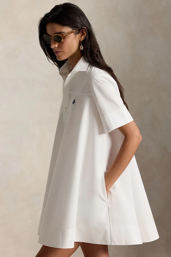Odzież Polo Ralph Lauren sukienka letnia bawełniana 211B18093 biały