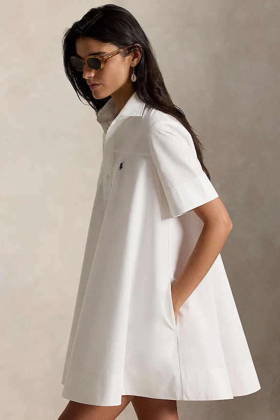 Odzież Polo Ralph Lauren sukienka letnia bawełniana 211B18093 biały