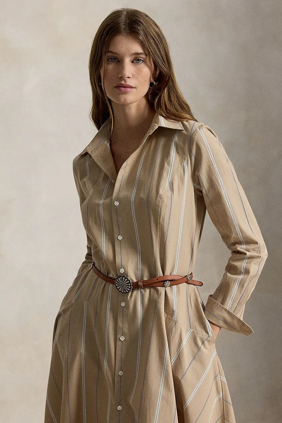 Oblečení Polo Ralph Lauren rozšířené šaty bavlněné 211B17478 zelená
