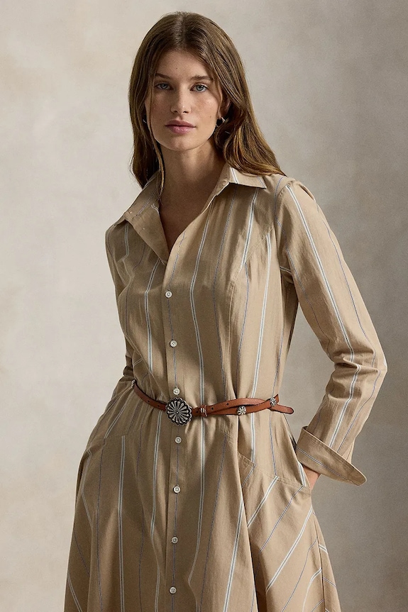 Oblečení Polo Ralph Lauren rozšířené šaty bavlněné 211B17478 zelená