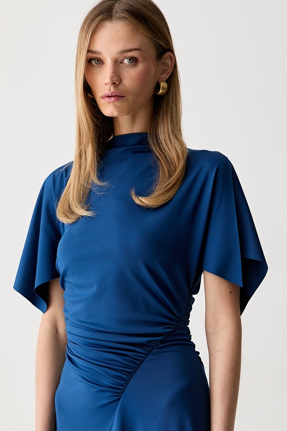 Victoria Beckham sukienka rozkloszowana granatowy 1326JDR007350A
