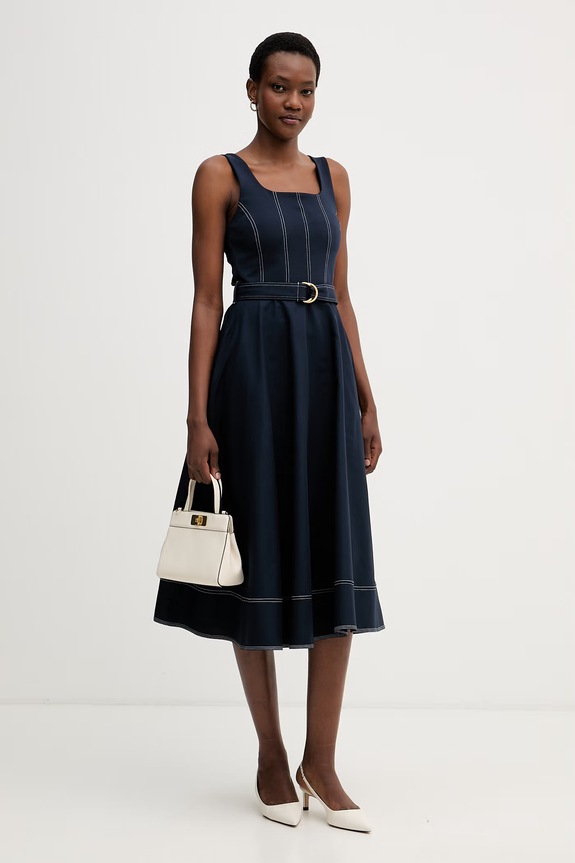 Tommy Hilfiger haljina A-kroja s pamukom WW0WW51147 mornarsko plava AW26